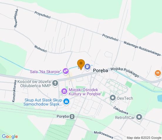 Mapa dojazdu do hurtowni motoryzacyjnej w miejscowości Poręba