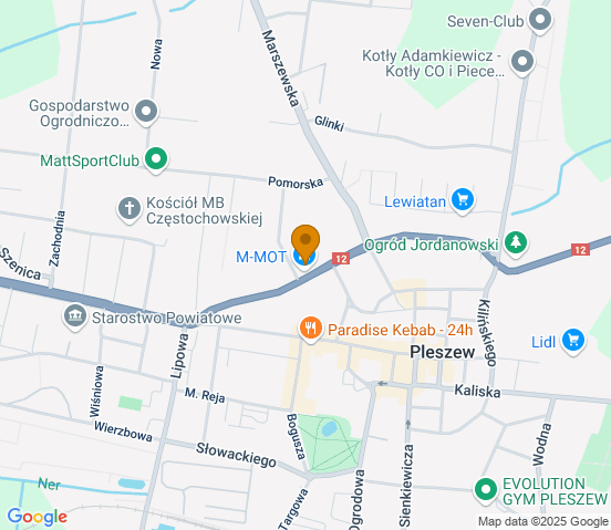 Mapa dojazdu do hurtowni motoryzacyjnej w miejscowości Pleszew