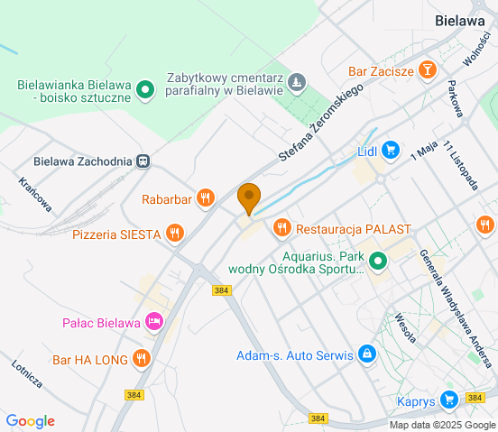Mapa dojazdu do warsztatu samochodowego w miejscowości Bielawa