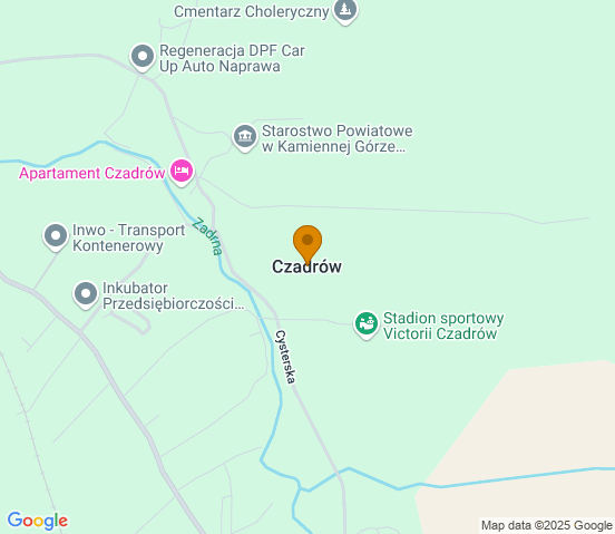 Mapa dojazdu do warsztatu samochodowego w miejscowości Czadrów