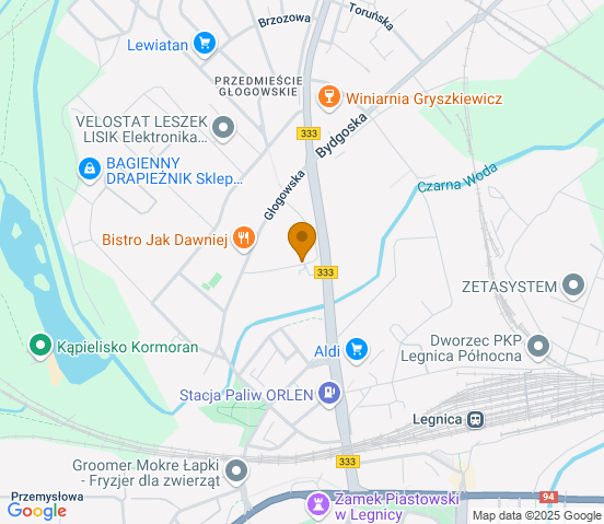 Mapa dojazdu do warsztatu samochodowego w miejscowości Legnica