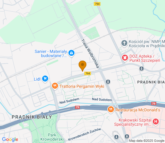 Mapa dojazdu do warsztatu samochodowego w miejscowości Kraków