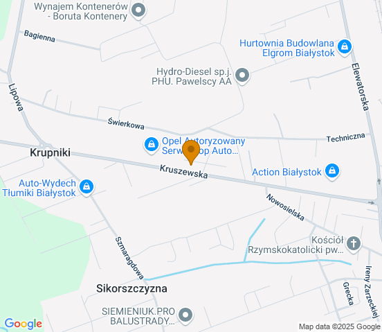 Mapa dojazdu do warsztatu samochodowego w miejscowości Krupniki