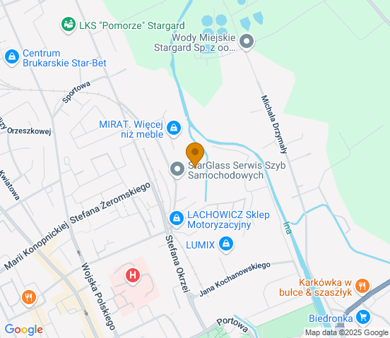 Mapa dojazdu do warsztatu samochodowego w miejscowości Stargard